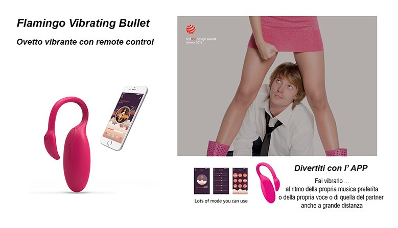 Il Flamingo Vibrating Bullet con l'app Magic Motion per procurarre orgasmi insuperabilie in situazioni intriganti
